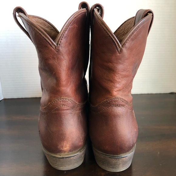 Frye Billy Leather Western Booties in Brown Cognac Size 10 - Picture 9 of 13